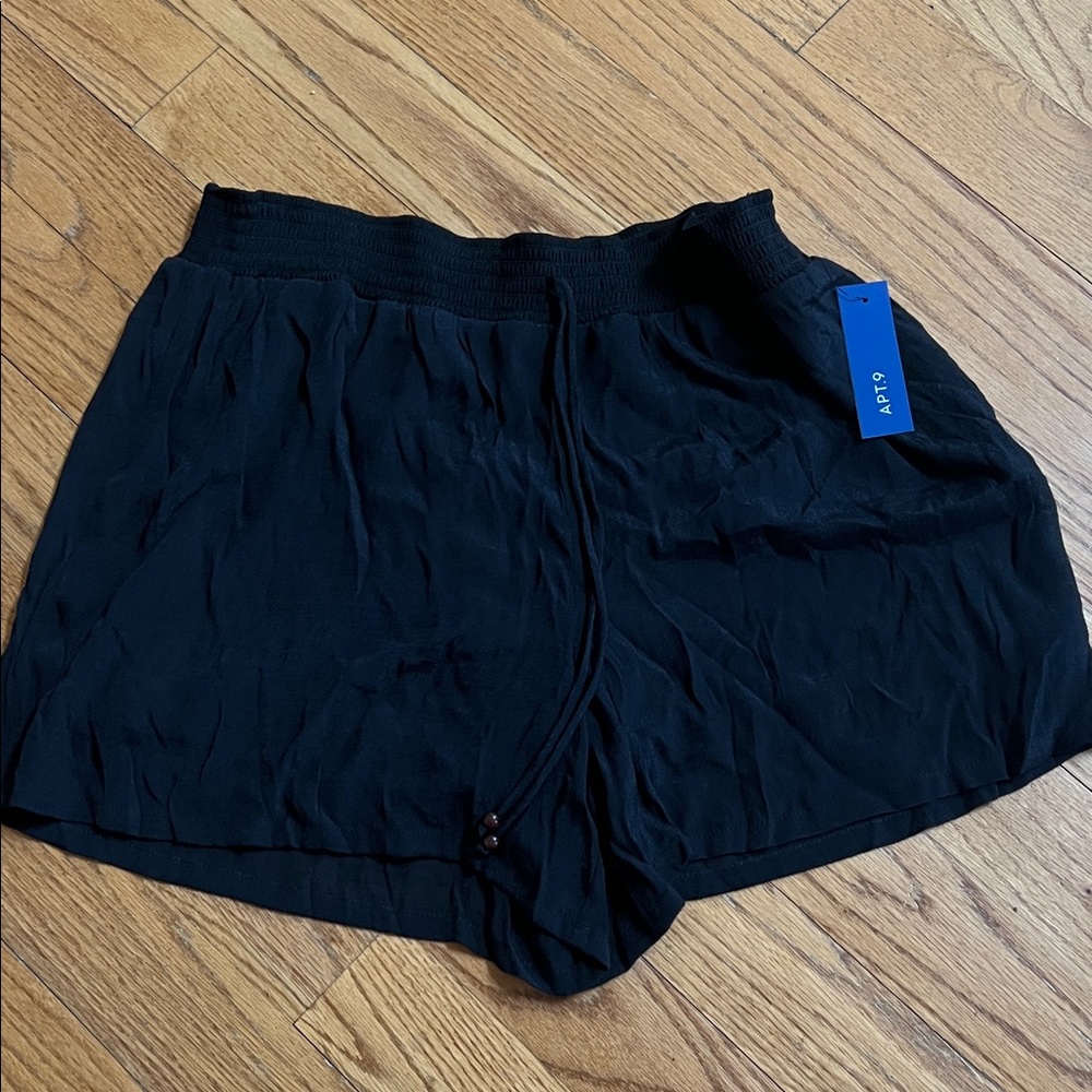 Apt. 9 Black gauze shorts beach nwt XXL beaded bow